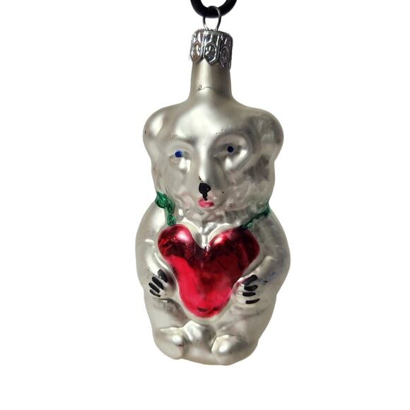 Vintage Hand Blown, Hand Painted Glass Polar Bear Ornament Made in Poland - Picture 1 of 5